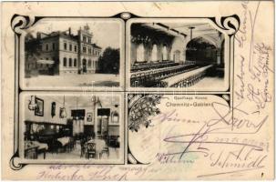 1907 Chemnitz-Gablenz, Gasthaus Krone / inn, hotel interior. Verlag Oscar Bankwitz. Art Nouveau, floral