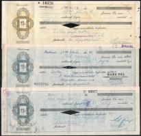 1947-1948 10 db különböző típusú váltó okmánybélyegekkel