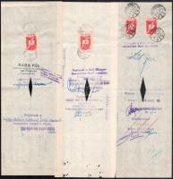 1947-1948 10 db különböző típusú váltó okmánybélyegekkel