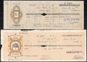 1947-1948 10 db különböző típusú váltó okmánybélyegekkel