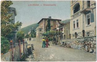 1911 Lovran, Lovrana, Laurana; Strassenpartie / street view, Villa Oceania (ázott / wet damage)