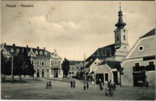 1918 Pinkafő, Pinkafeld; tér, templom, vendéglő, Josef Polster üzlete. Verlag Karl Strobl / square, church, shops, inn