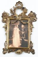 gróf Üchtritz Amádé Emil (1841-1928) és báró Bánddy Stefánia esküvői fotója keményhátú fotó, 9x11 cm régi díszes fém keretben 21 cm