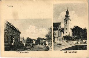 Csúza, Suza; utca, református templom / street, Calvinist church (EK)