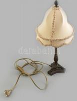 Dekoratív bronz asztali lámpa ernyővel, LED-es égővel, működik, m: 42 cm