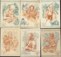 1938 Winerhilfswerk nemzetiszocialista propaganda címke 6 darabos komplett sorozat / Nazi propaganda label complete set of 6