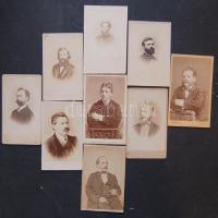 cca 1870-1890 9 db férfiakat ábrázoló keményhátú fotó / 9 vintage photos of men