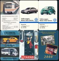 1978-2000 10 db jármű témájú kártyanaptár, autók, BKV, metró, benne Ganz Metró
