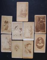 cca 1870-1890 9 db vegyeskeményhátú fotó / 9 vintage photos