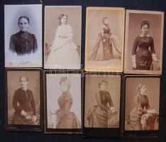 cca 1870-1890 8 db női divat keményhátú fotó / 8 vintage photos womens fashion