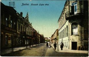 1914 Zsolna, Sillein, Zilina; Kossuth Lajos utca, Scheer Bertalan és Társa üzlete / street, shop