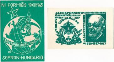 4 db modern magyar vonatkozású eszperantó motívum képeslap / 4 modern Esperanto motive postcards