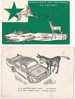 4 db modern eszperantó motívum képeslap / 4 modern Esperanto motive postcards
