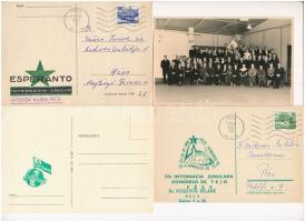 3 db modern eszperantó motívum képeslap + 1 régi fotó / 3 modern Esperanto motive postcards + 1 pre-1945 photo