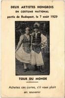 Deux Artistes Hongrois en Costume National partis de Budapest, le 7 aout 1929. Tour du Monde / Magyar cirkuszi akrobaták népviseletben / Hungarian circus acrobats in folk costume
