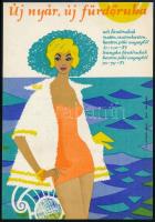 1964 Új nyár, új fürdőruha villamosplakát, 23,5×16,5 cm