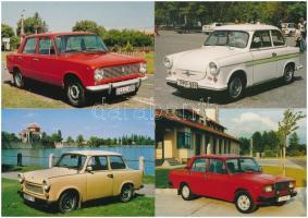 9 db MODERN motívum képeslap: szocialista országok autói / 9 modern motive postcards: automobiles from Socialist countries