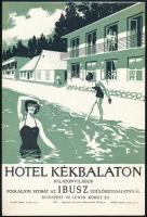 1957 Villamosplakát: Hotel Kékbalaton, Balatonvilágos, foglaljon szobát az IBUSZ üdülőszolgálatánál, 23,5×16,5 cm