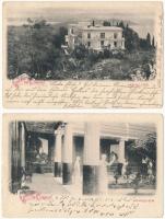 Erzsébet királyné (Sissi) Korfu szigeti nyári palotája régi képeslapokon / Summer palace of Empress Elisabeth of Austria in Corfu - 4 pre-1945 postcards