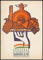 1958 Nemzetközi bor kiállítás és vásár, Concours et exposition International de Vins, villamosplakát, 23,5×16,5 cm