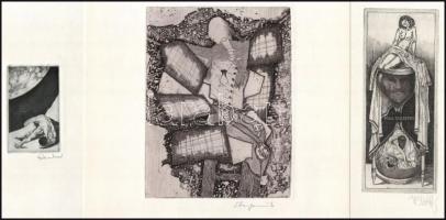 In memoriam Stettner Béla. 15 db grafikát tartalmazó sorszámozott mappa Stefanovits, Csorba-Simon, R...