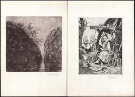 In memoriam Stettner Béla. 15 db grafikát tartalmazó sorszámozott mappa Stefanovits, Csorba-Simon, R...