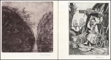 In memoriam Stettner Béla. 15 db grafikát tartalmazó sorszámozott mappa Stefanovits, Csorba-Simon, R...