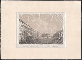 Alt, Rudolf - Franz Xaver Sandmann: Vendéglő Európához Litográfia a ,,Festői Megtekintések Budára és Pestre" című, munkából. Kiadta L.T. Neumann, 1853. 126x185 mm, a teljes lapméret 189x263 mm. Paszpartuban.