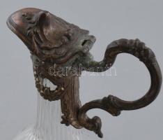 Antik kiöntő ezüstözött szerelékkel, kopásnyomokkal, m: 22,5 cm