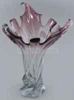 Muránói lila üveg váza, kis kopásnyomokkal, m: 29,5 cm