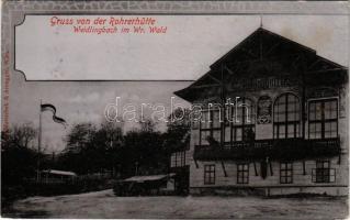 1906 Weidlingbach im Wienerwald (Klosterneuburg), Gruss von der Rohrerhütte / chalet, rest house. Verlag Mattschek & Arnegger (pin marks)