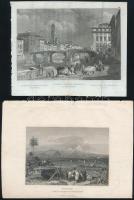 cca 1850, 4 db acélmetszet: Quelle bey Jericho, Der Jordan, Ponte Santa Trinita in Florence, Egypten...