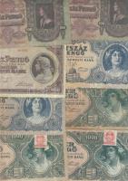 1900-as évek elejétől napjainkig 94db klf magyar bankjegy Adamovszky katalógus alapján rendezve T:II...