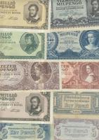 1900-as évek elejétől napjainkig 94db klf magyar bankjegy Adamovszky katalógus alapján rendezve T:II...