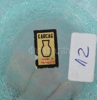 2 db karcagi fátyolüveg hamutartó, egyik matricával jelzett, kis kopásnyomokkal, d: 10 cm