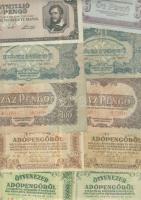 1900-as évek elejétől napjainkig 79db klf magyar bankjegy Adamovszky katalógus alapján rendezve T:II...