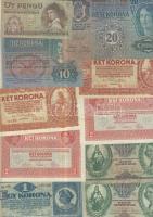 1900-as évek elejétől napjainkig 68db klf magyar bankjegy Adamovszky katalógus alapján rendezve T:II,II/III