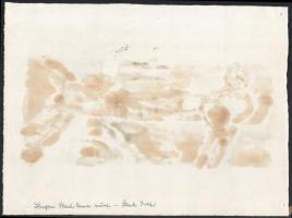 Stark Anna (1922-2000): Útszéli kereszt. Vegyes technika, papír, jelzés nélkül. Hátoldalán nővére, S...