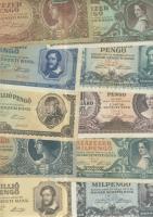 1900-as évek elejétől napjainkig 60db klf magyar bankjegy Adamovszky katalógus alapján rendezve T:II...