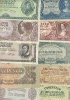 1900-as évek elejétől napjainkig 60db klf magyar bankjegy Adamovszky katalógus alapján rendezve T:II...