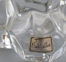 Francia üveg gyertyatartó, kis kopásnyomokkal, m: 18,5 cm