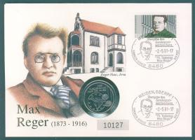 NSZK 1985. 5M "A zene éve" érmés borítékon emlékbélyegzős, NSZK bélyeggel, ismertetővel T:1