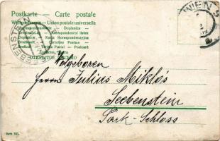 1904 Gruss vom Krampus / Krampus with brich and romantic couple (fa)