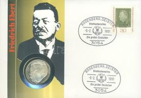 NSZK 1975. 5M Ag "F. Ebert" érmés borítékon, NSZK emlékbélyegzős bélyeggel T:1