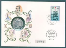 NSZK 1976. 5M Ag "J.C.Grimmelshausen" érmés borítékon, NDK bélyeggel, ismertetővel T:1