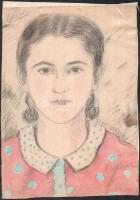 Mannheim Róza (1880-1965): Lány portré. Akvarell, ceruza, papír, jelzett, lap széle kissé sérült, papírra kasírozva, 33×24 cm