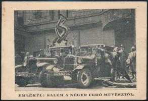 cca 1930-1940 Emlékül: Salem a néger ugró művésztől, emléklap, 10x15 cm