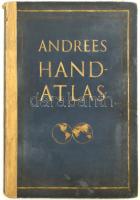 1937 Andrees Handatlas. Ausgewählte, völlig neu bearbeitete Ausgabe in einem Bande. Hrsg. von Konrad Frenze. Bielefeld und Leipzig,1937, Velhagen & Klasing. Német nyelven. Javított, festett egészvászon-kötésben, egy dupla lapos térkép kijár.