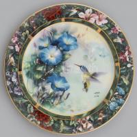W.J. George porcelán tál, The humming bird. Marticás, jelzett,. sorszámozott hibátlan. 20 cm