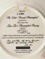 W.J. George porcelán tál, The humming bird. Marticás, jelzett,. sorszámozott hibátlan. 20 cm